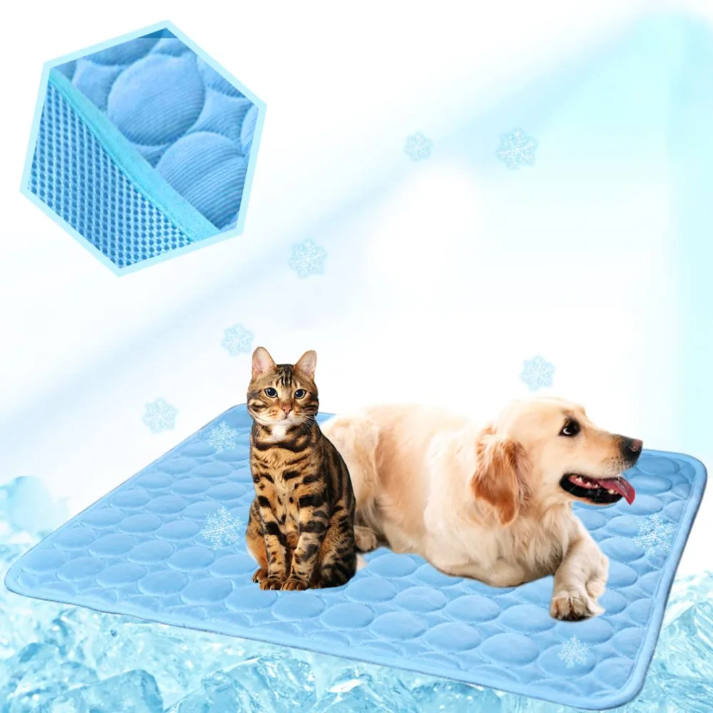 Washable Dog Cooling Mat Ice Silk Cooling Mat for Dogs Pet Self Cooling Pad Blanket Dog Cooling Pad for Indoor & Outdoor Car Seats (Blue, 40x28 in)