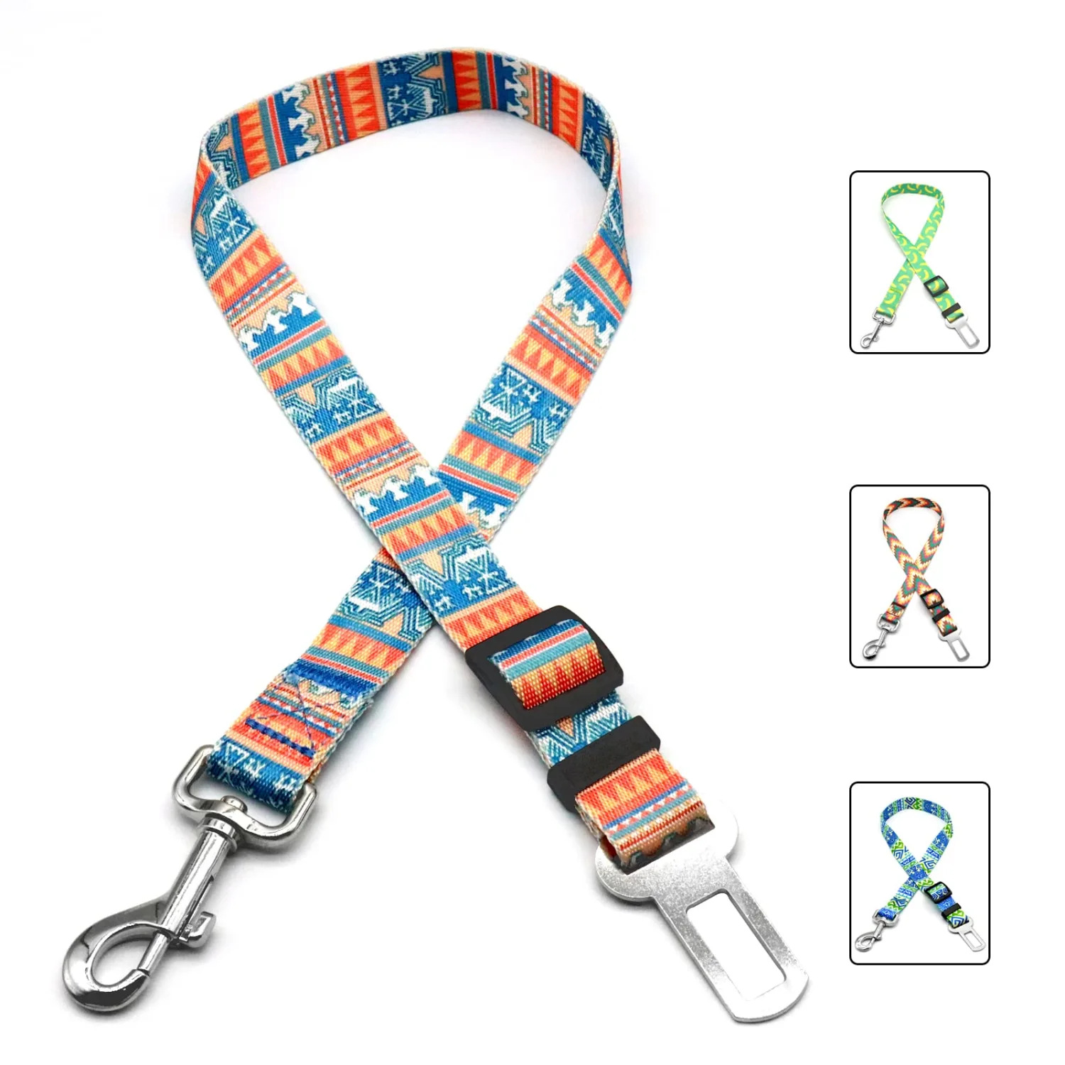 LASOCUHOO Dog Seat Belt, Adjustable Dog Seatbelt for Car, Nylon Fabric Pet Safety Printed Seat Belt Car Harness for Dogs
