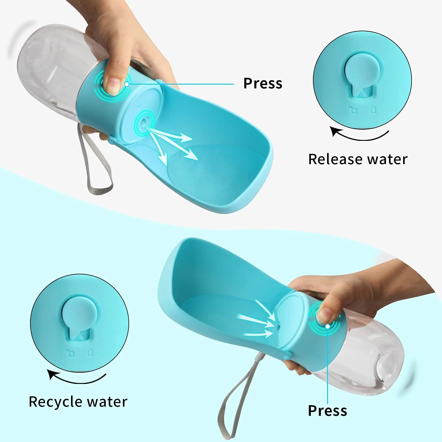 WILIFDOM Dog Water Bottle Portable Pet Travel Bowl Foldable Dispenser for Walking Hiking, Puppy Accessories Dog Water Bottle with Activated Carbon Filter, Leak Proof, Food-Grade Materials(10 oz,Blue)