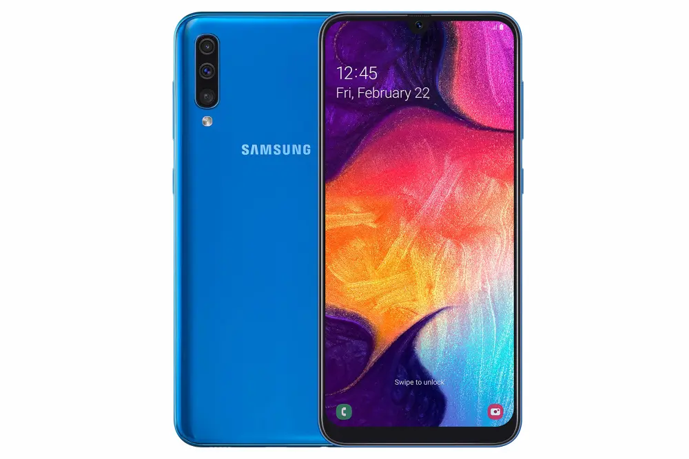 Samsung Galaxy A50 A505G 128GB Dual SIM Unlocked GSM Phone w/ Triple (25MP+8MP+5MP) Camera - Blue