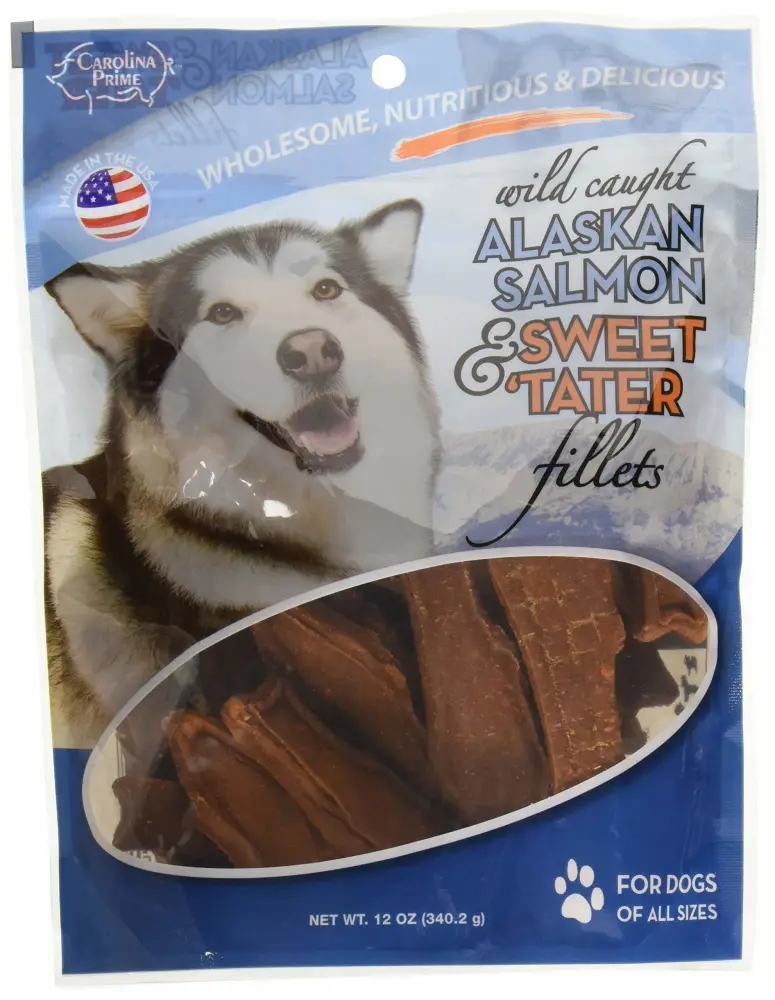 Carolina Prime Pet 45106 Salmon And Sweet Tater Fillets Treat For Dogs ( 1 Pouch), One Size , 12 Ounce (Pack of 1)