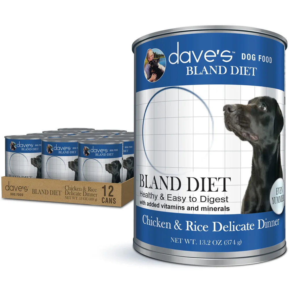 Dave's Pet Food Bland Diet Dog Food (Chicken & Rice), Sensitive Stomach, Easy to Digest, Gluten-Free, Digestive Care, Wet Canned, 13.2 oz (Case of 12)