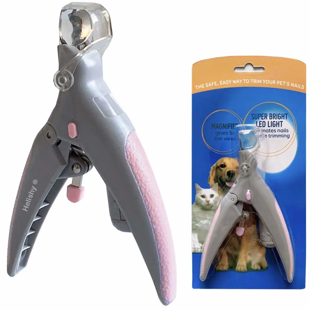 Illuminated Pet Nail Clipper, 5X Magnification Dog Nail Scissor Pet Grooming Trimmer Claw Care Tool, Features LED Light Great for Dogs Cats