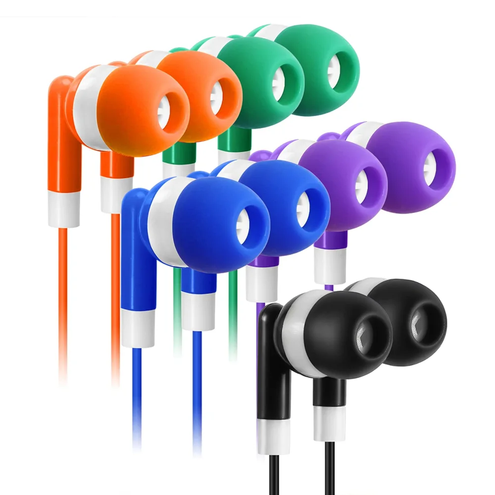 Earbuds Bulk 30 Pack Multi Color for Kids Classroom Earbuds Wired Stereo in Ear Wholesale Earbuds Headphones Earphones for Children Students Teachers School