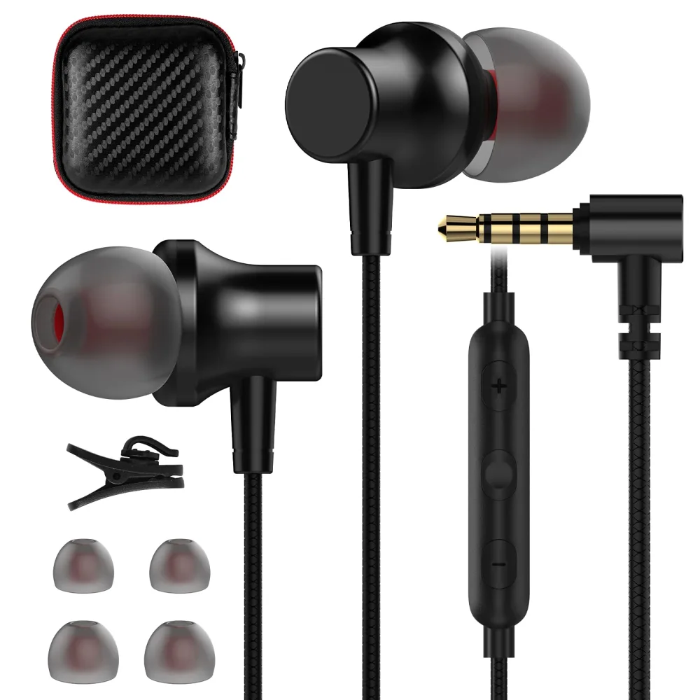 COOYA 3.5mm Wired Earbuds In-Ear Headphone with Mic Volume Control for Samsung A14 A15 A13 Moto G Stylus/Power, Magnetic Bass Stereo 3.5mm Jack School Earphones for iPad 9 Laptop Tablet PC Student MP3