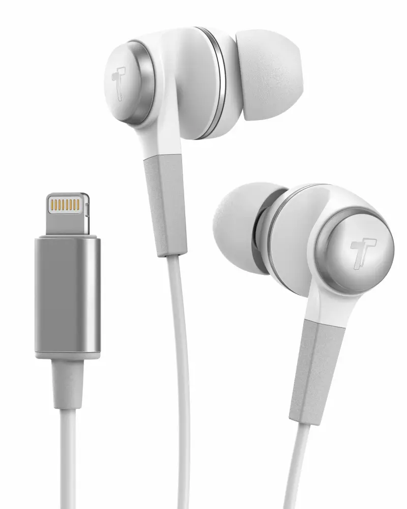 Thore iPhone Earphones (Apple MFi Certified) V120 in Ear Wired Lightning Earbuds (Sweat/Water Resistant) Headphones with Mic/Volume Remote for iPhone 12/13/14 Pro Max - White