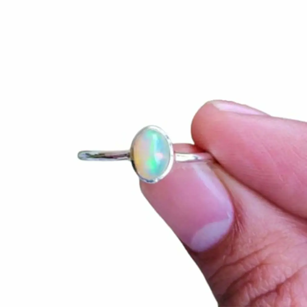 Pooja Handmade Jewelry Ethiopian Opal Ring, Silver Opal Ring, 925 Sterling Silver Ring, Opal Jewelry, Boho Ring, Opal Women Ring, Dainty Ring, Valentine Gift Ring, Gift For Girlfriend