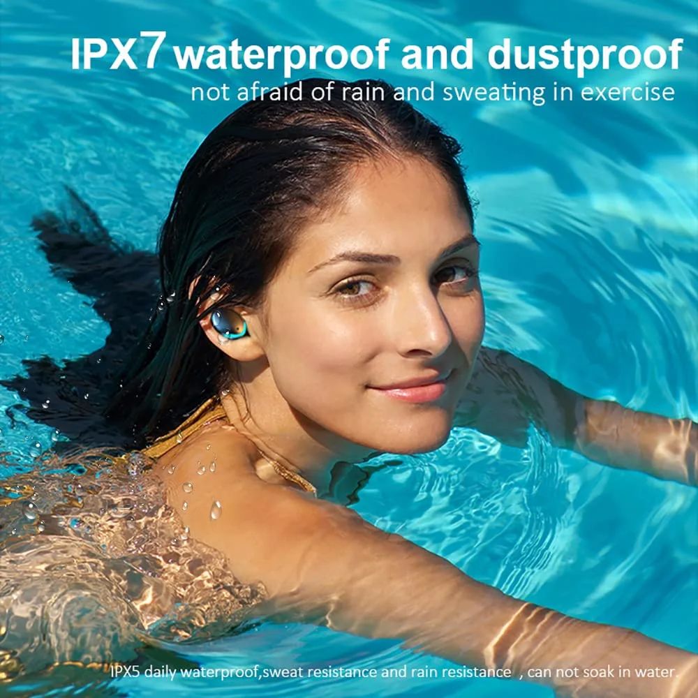 FSS Led Display Waterproof Earbuds Headphone Wireless Bluetooth Earphones Auriculares F9 Audifonos with 2000Mah Power Headset, Black