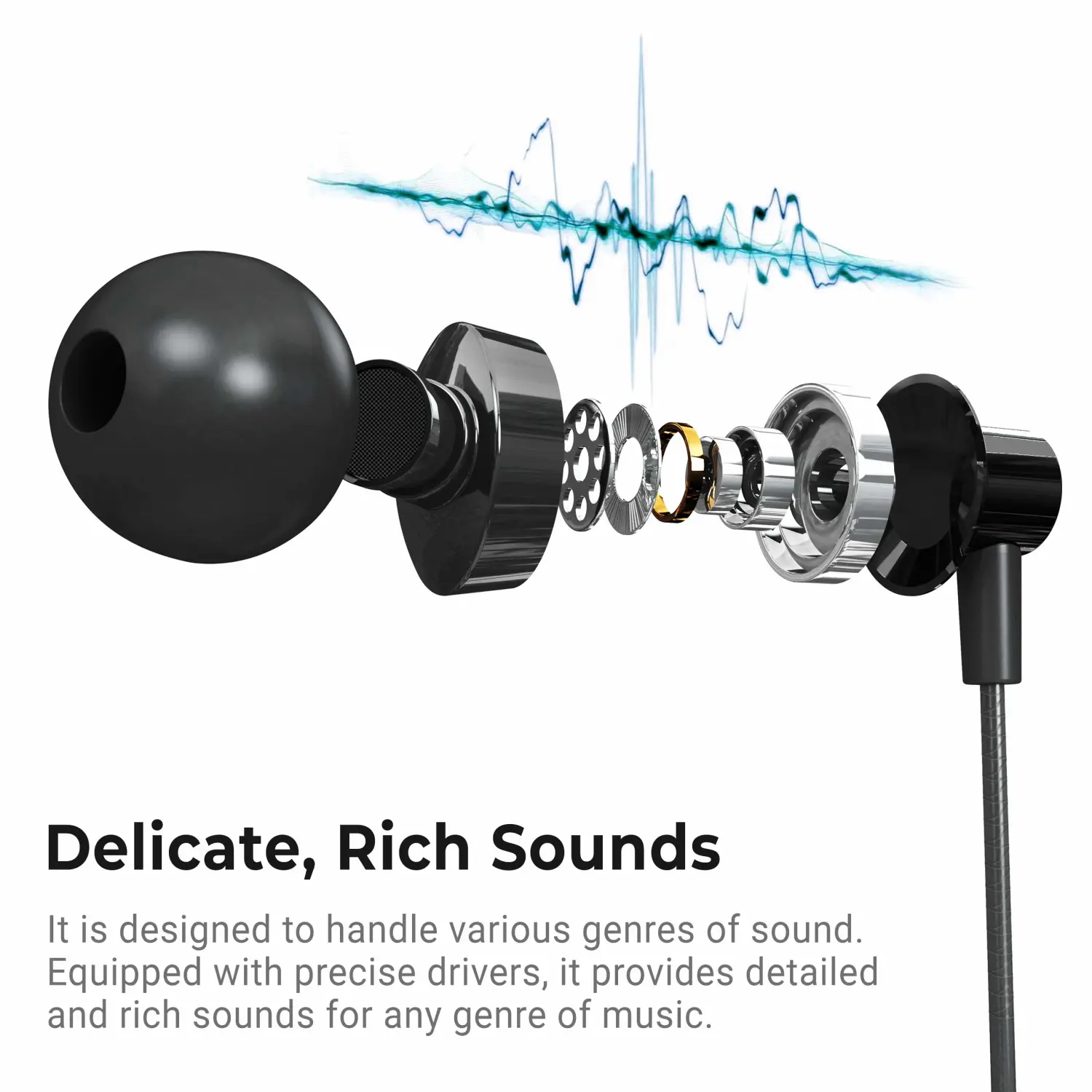 OLOR USA Earbuds Wired Headphones - in-Ear Type C Earphones Noise Isolation Tangle Free HiFi Bass Stereo Built-in Microphone Mic with S/M/L Ear Bud Tips