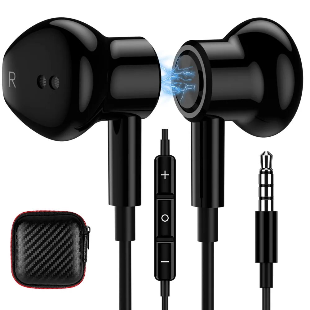 TITACUTE 3.5mm Earbuds Noise Canceling Headphones with Microphone Magnetic in-Ear Wired 3.5mm Jack Earphone for Chormebook Moto G Power Pure Google Pixel 4a 3a 5a Samsung S10 S10e A03s A14 A12 A13 A15