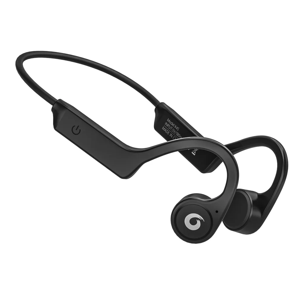 Bone Conduction Headphones, Open-Ear Bluetooth Sport Headset, Wireless Earphone/Earbuds Built-in Mic for Work Out, Running, Hiking, Bicycling, Driving (Black)