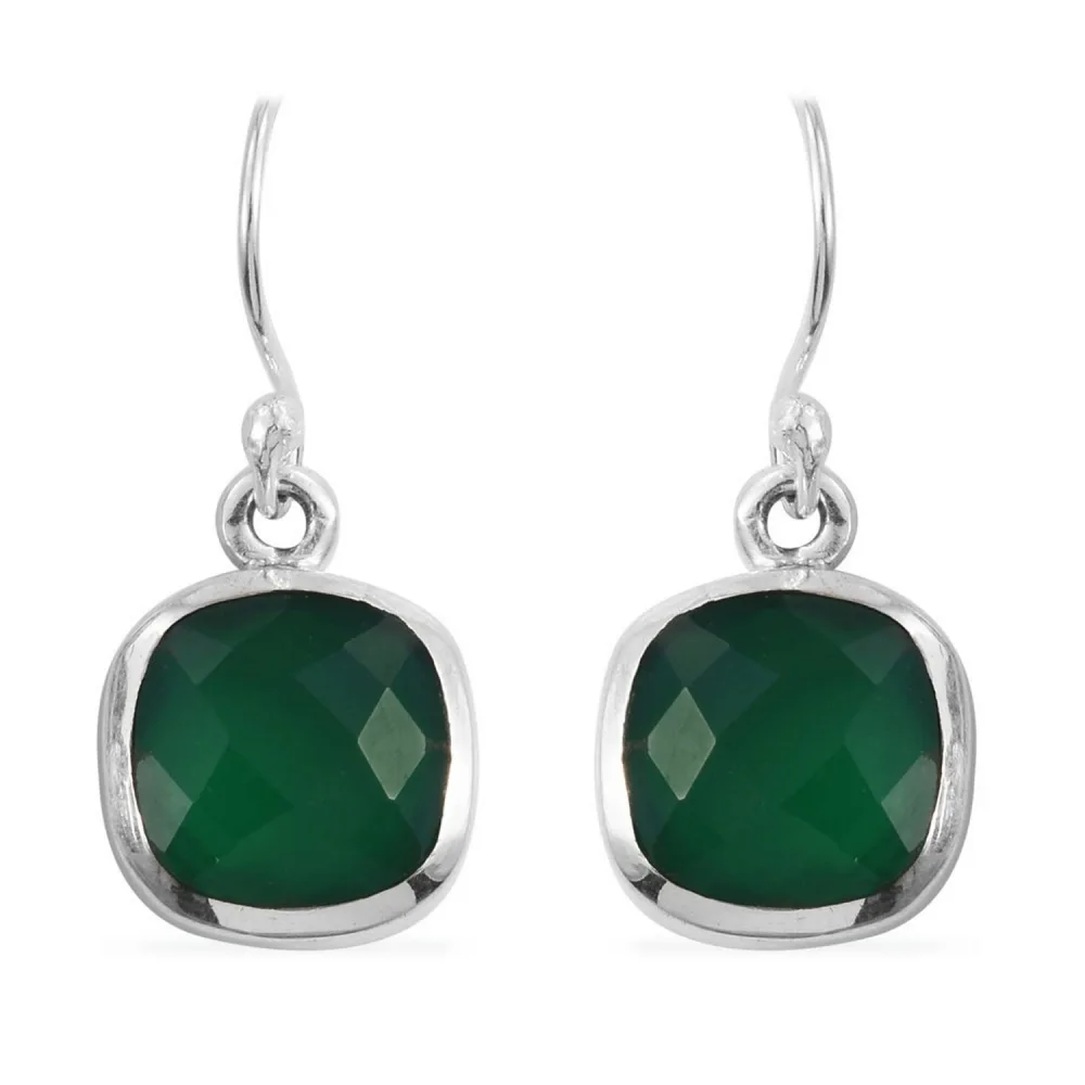 Solid Sterling Silver Earrings for Women & Girls, Drop and Dangle, Bridesmaid Gift Green-Onyx Earrings