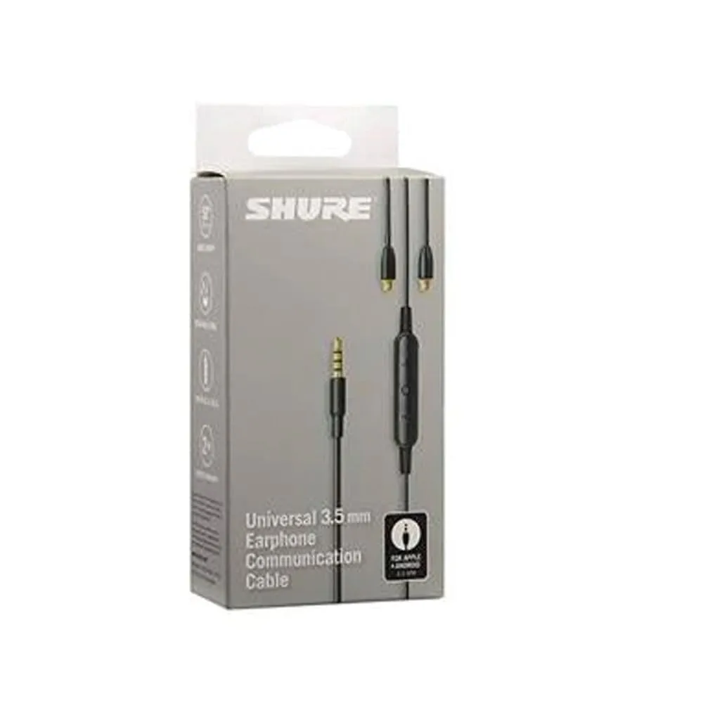 Shure RMCE-UNI Remote Mic Universal Communication Cable for Detachable SE Earbuds Earphones - 3.5mm Connector, 50-inches Long - Calls, Voice Prompts, Volume/Playback Control on Apple & Android Devices