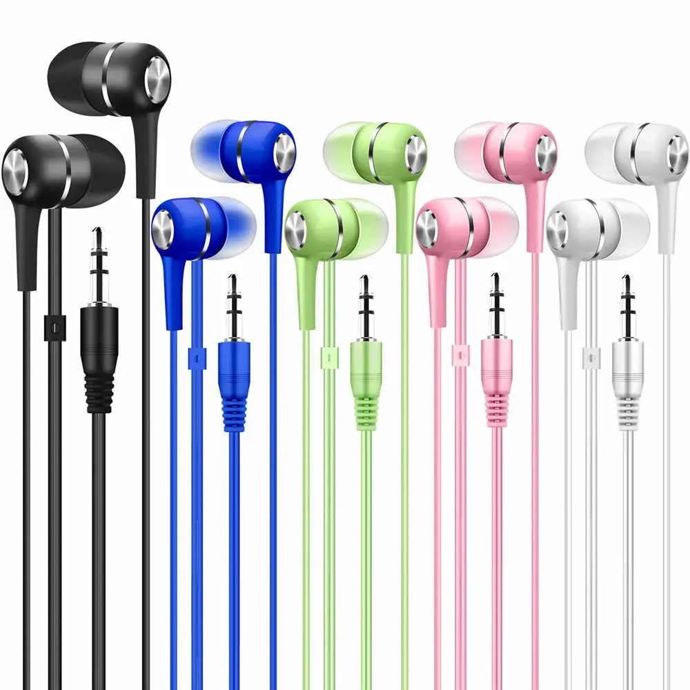 Factorymall Bulk Earbuds Headphones 10 Pack Multi Colored for School Classroom Students Kids Child Teen-Multicolor