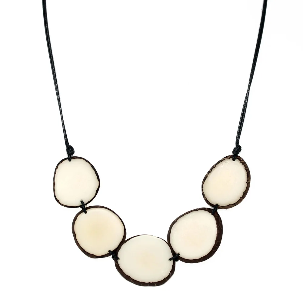 Tagua Necklace Chips in Natural Ivory White Handmade Fairtrade, Adjustable Lightweight by Florama Natural Jewelry