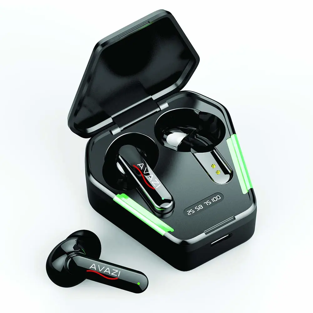 AVAZI GX10 HD True Wireless Earbuds TWS Bluetooth Headphones Stereo Sound Earphones, Sweat Proof Bluetooth 5.1 Headset with Built-in Mic for Sports. 50ms Ultra Low Latency Gaming