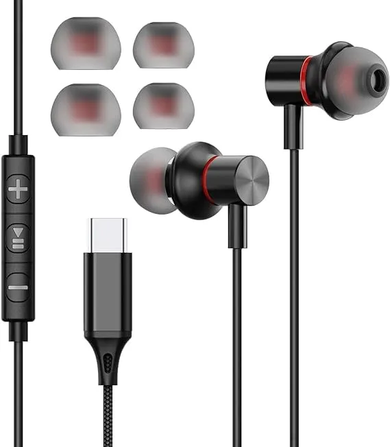 USB Type C Headphones Stereo in-Ear Earbud， Hi-Fi Digital DAC with Mic&Volume Control, Compatible with Samsung Galaxy S22/S21/S20/NOTE20, iPad Pro 2021 2020,mini6/air4,oneplus