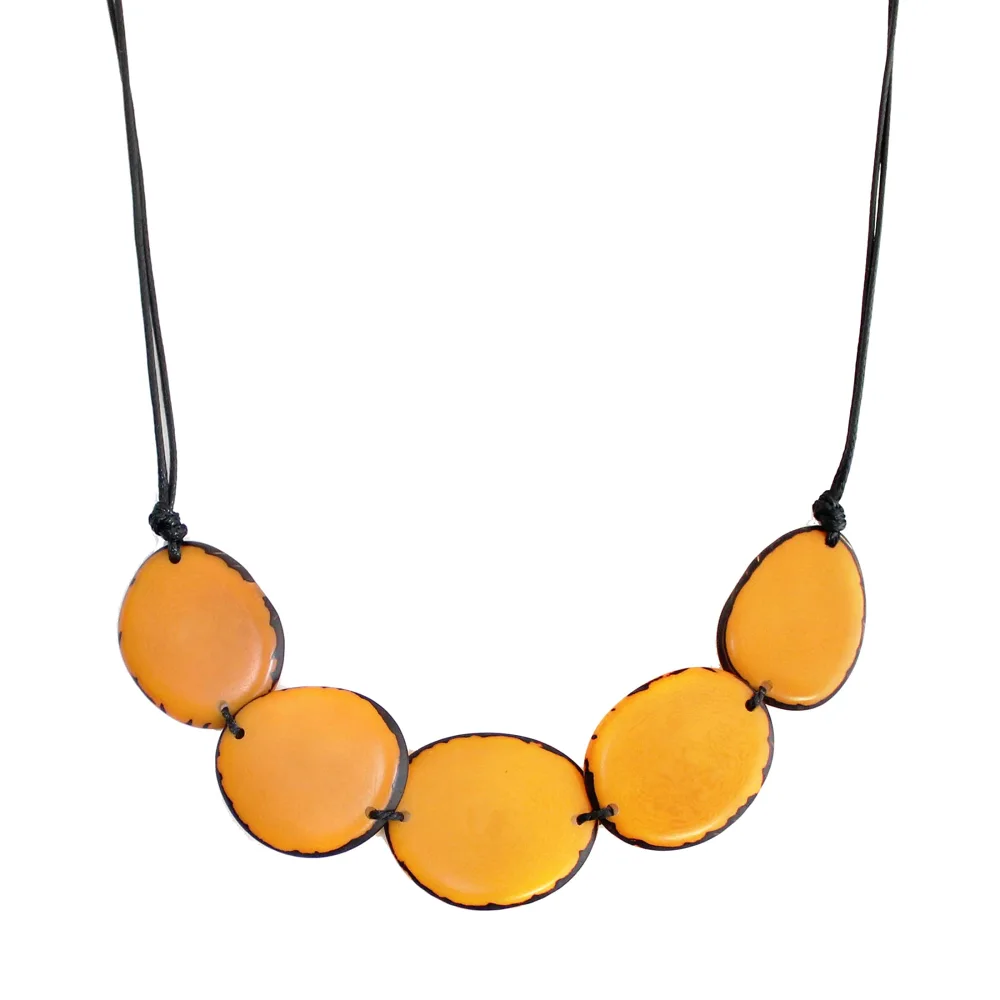 Tagua Necklace Yellow Chips Handmade Fair Trade, Adjustable Lightweight by Florama Natural Jewelry