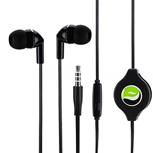 Premium Sound Retractable Headset Earphones Dual Earbuds Mic for Zinc Kindle, DX, Fire, Fire HD 6, HD 7 8 10 - Fire HD 8.9, HD8, HD10, Kids Edition - Kindle Fire HDX, HDX 7, HDX 8.9