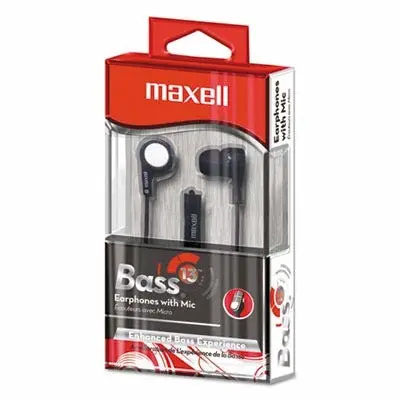 B-13 Bass Earbuds with Microphone, Black, 52 Cord"