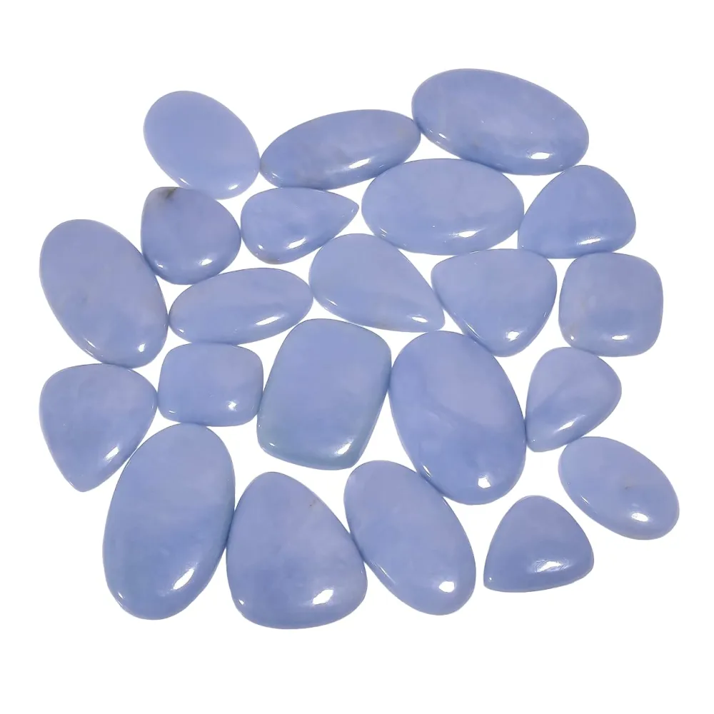 100 carats Natural Angelite Loose Gemstone Cabochons for Jewelry Making 2-4pcs, 20-35mm