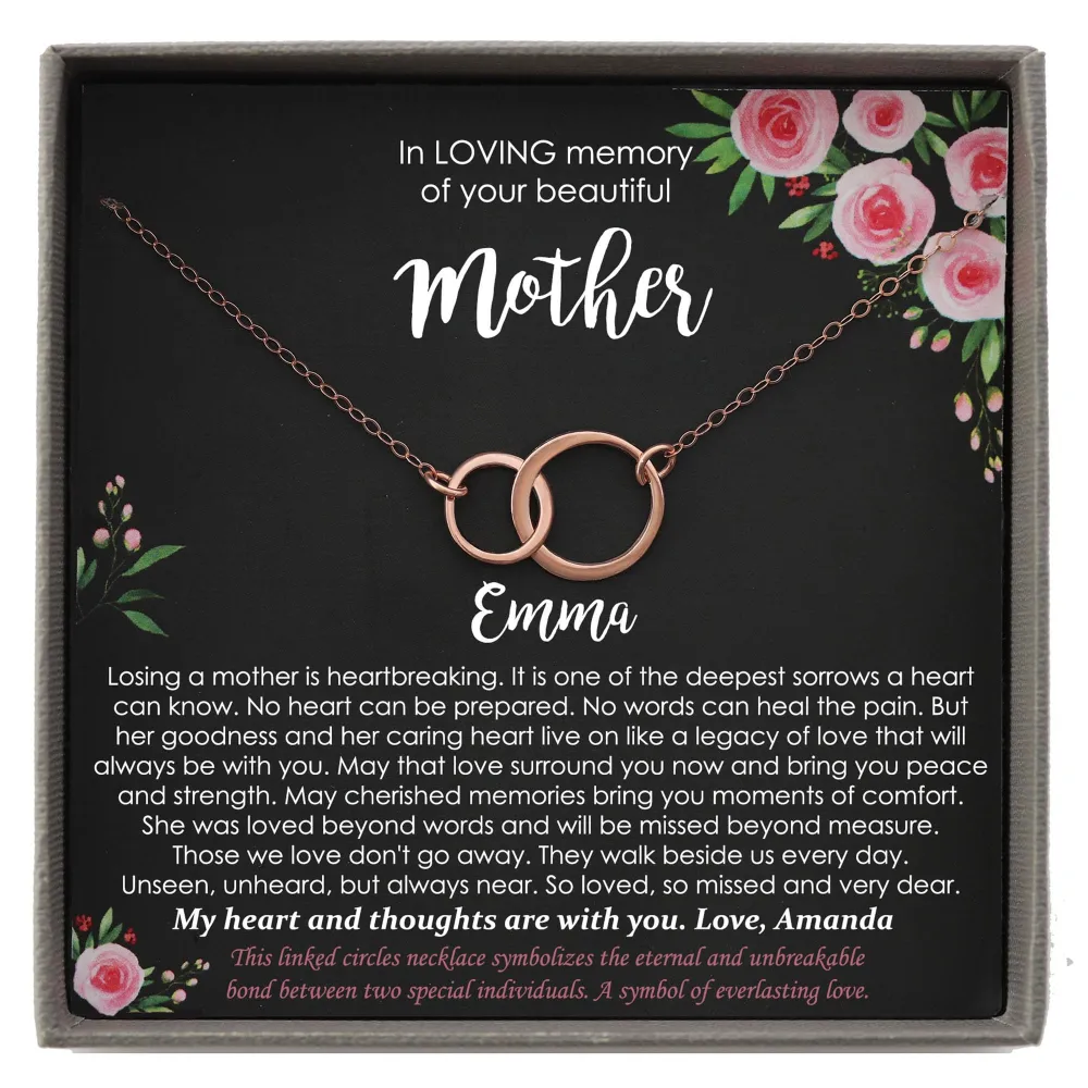 Personalized Sympathy Gifts for Loss of Mother, Memorial Gifts for Loss of Mom, Bereavement Gifts, Eternity Necklace with Meaningful Message