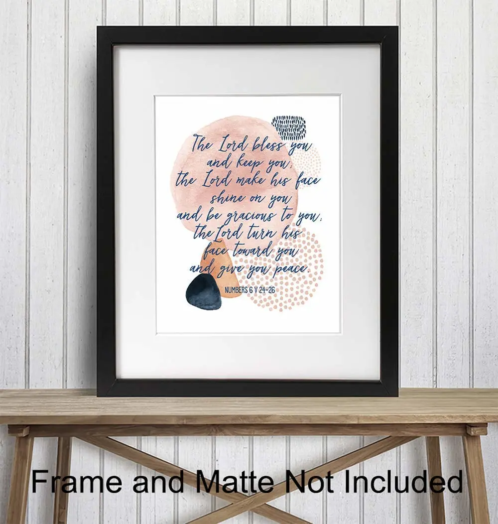 May the Lord Bless You and Keep You - Positive Inspirational Uplifting Religious Bible Study Wall Decor - Motivational Quote Scripture Verse Wall Art - Christian Encouragement Gifts - Aaronic Blessing