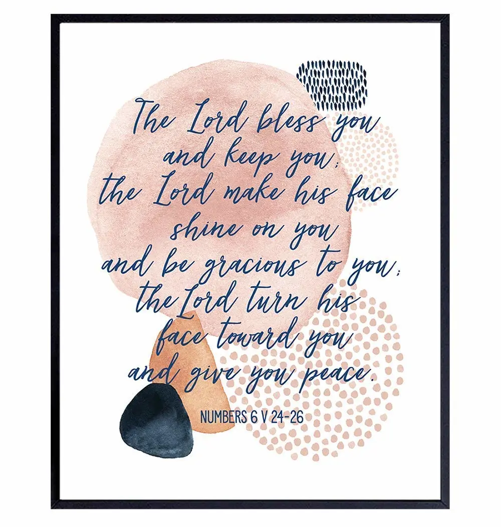 May the Lord Bless You and Keep You - Positive Inspirational Uplifting Religious Bible Study Wall Decor - Motivational Quote Scripture Verse Wall Art - Christian Encouragement Gifts - Aaronic Blessing