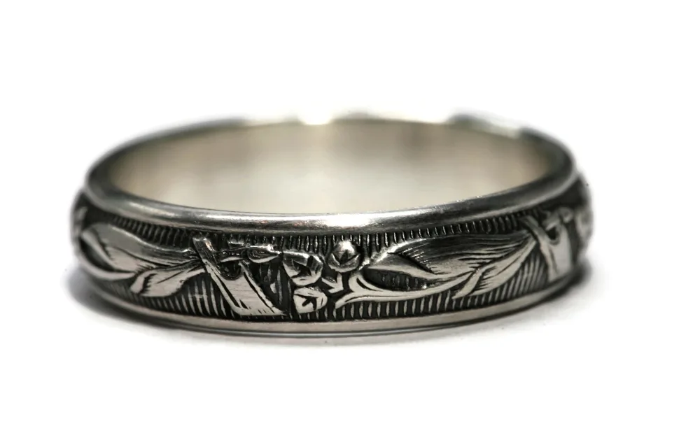 Salish Sea Inspirations 925 Sterling Silver Floral Pattern Band (Blooming Flower)