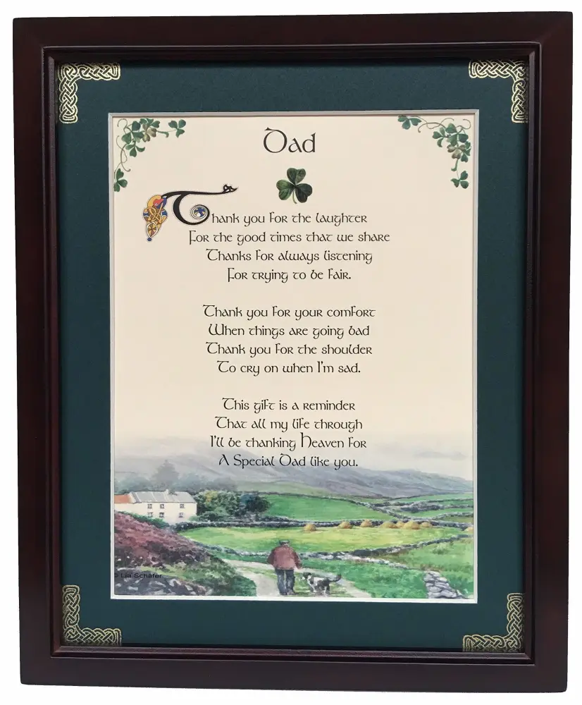 Dad - Thank You for the Laughter. - Personalizable Framed Green Matted Blessing