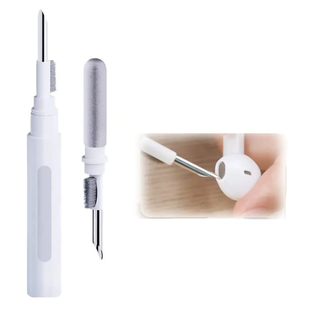 Bluetooth Earbuds Cleaning Pen - Earphones Cleaner, 3 in 1 Earbuds Cleaning Kit for Cleaning The Earwax, Dust in Earphone, Portable and Wide Use for Computer, Camera and Mobile Phone (White)