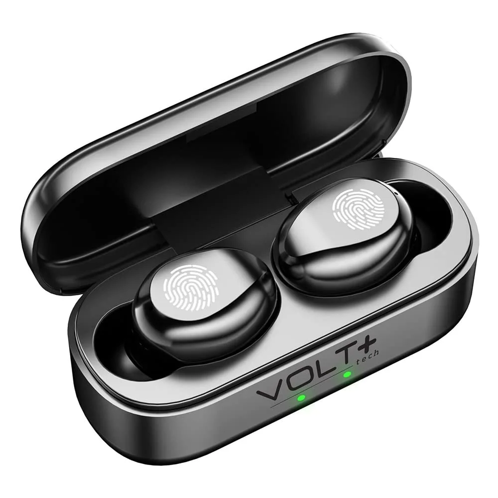 Slim Travel Wireless V5.3 Earbuds Compatible with HTC One (M8) Play Edition Updated Micro Thin Case with Quad Mic 8D Bass IPX4 Waterproof/Sweatproof (Black)