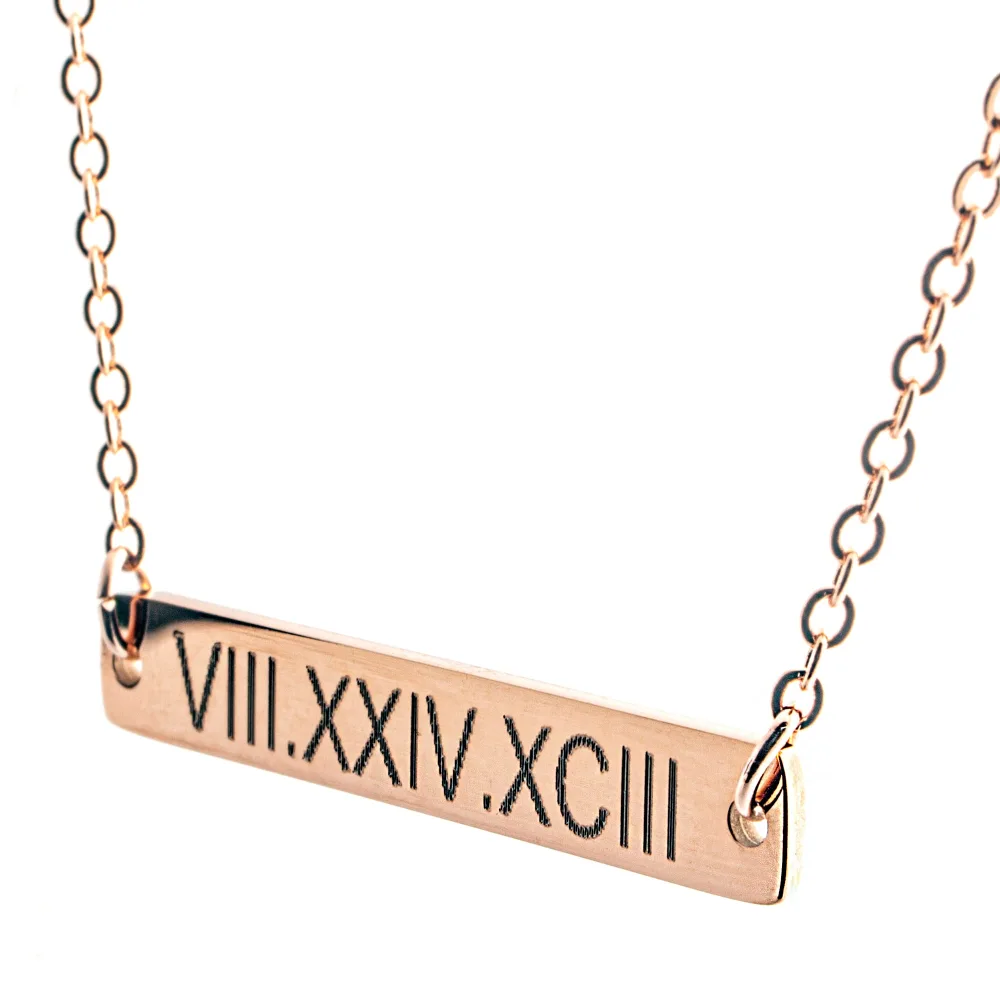 Custom Roman Numerals Necklace 16K Plated Gold Rose Gold Silver multi occasions valentine's Day Christmas Bridesmaid Wedding gift