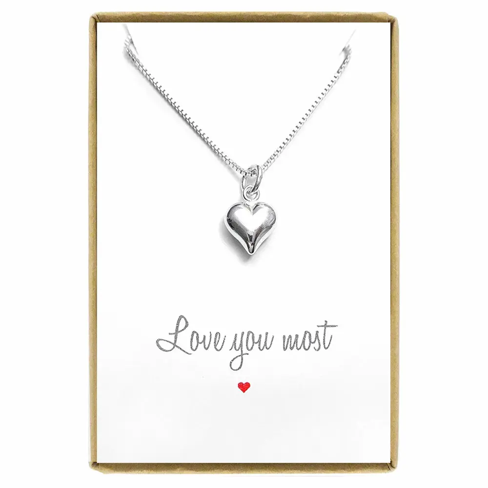 Tiny Heart Necklace, Silver Heart Necklace, Sterling Silver Heart Necklace, Gift for Mom, Gift for Daughter, Girlfriend Gift