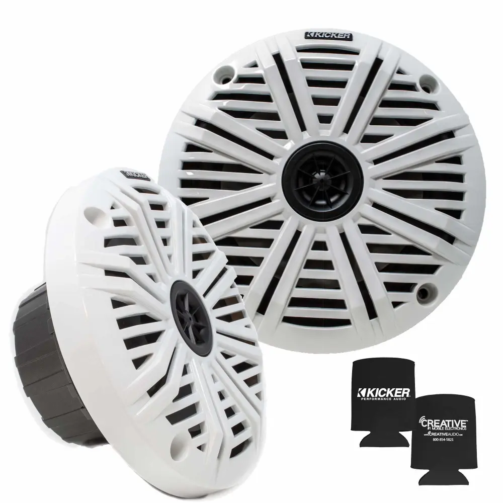 Kicker 6.5" Marine Speakers (1 Pair) White Salt Water Grills OEM Replacement Speakers