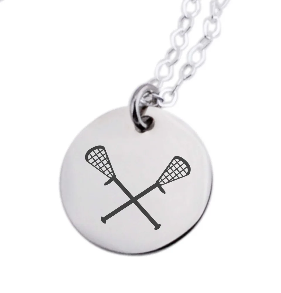 Silver Lacrosse Necklace Lacrosse Sticks Jewelry Gift Lax