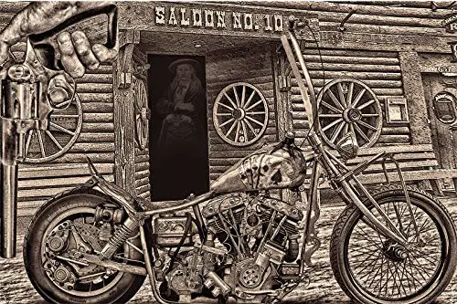 #10 SALOON DEADWOOD STURGIS HARLEY SHOVELHEAD CHOPPER WILD BILL DEAD MANS HAND BIKER ART PRINT