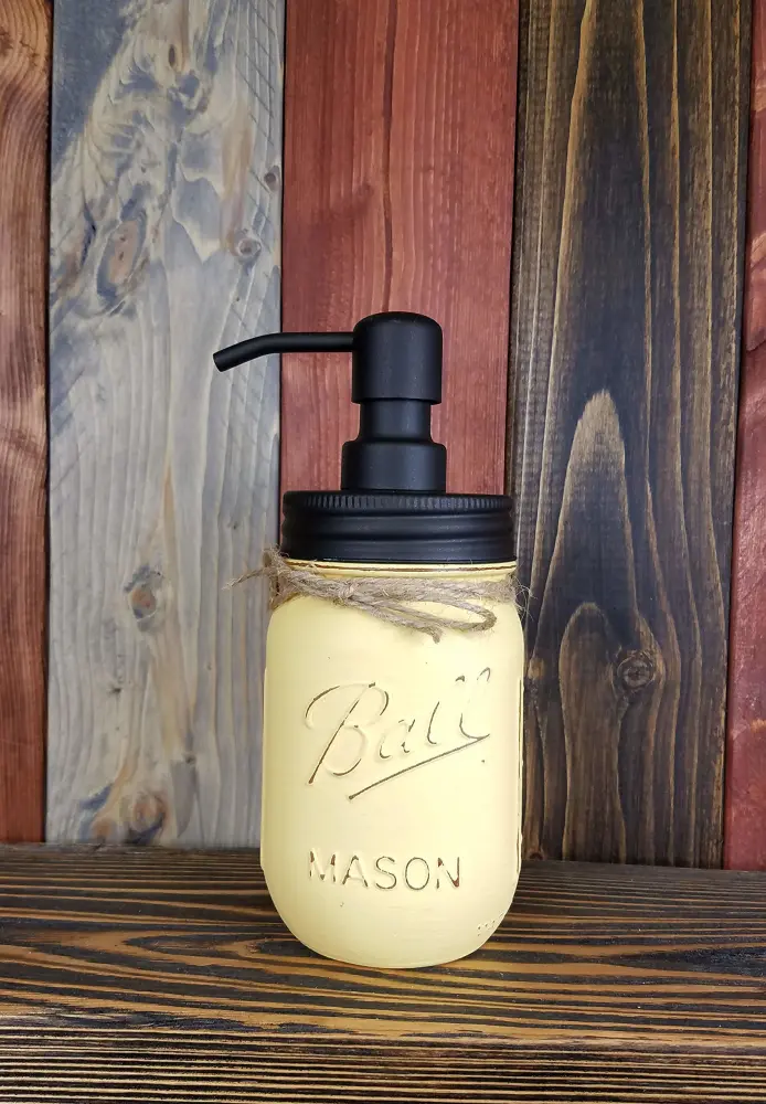 Rewed Decor Rustic Painted Mason Jar Soap Lotion Pump Dispenser - Kitchen and Bathroom Decor - 20 colors, Shown in Avocado Green - Farmhouse Bathroom Decor, HANDMADE IN THE USA