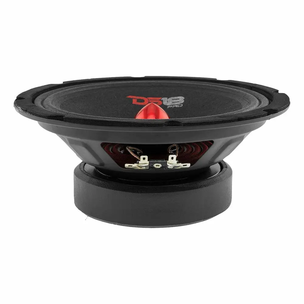 DS18 2X PRO-GM8B Loudspeaker - 8", Midrange, Red Aluminum Bullet, 580W Max, 190W RMS, 8 Ohms - Premium Quality Audio Door Speakers for Car or Truck Stereo Sound System (2 Speakers)