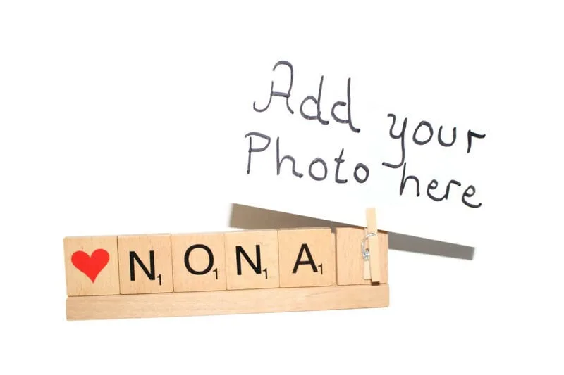 Handmade Love Nona Frame, Gift Photo Picture Personalize Christmas Birthday Aunt Sign Decor Tia Brag Desk Name Plate Sister Custom Baby Annoucement Reveal Grammy Grandma Nonna