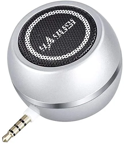 Mini Speaker with 3.5mm Aux Input Jack, 3W Loud Portable Speaker for iPhone iPod iPad Cellphone Tablet Laptop, with USB Rechargeable Battery, Gift Choice for Kids, Silver