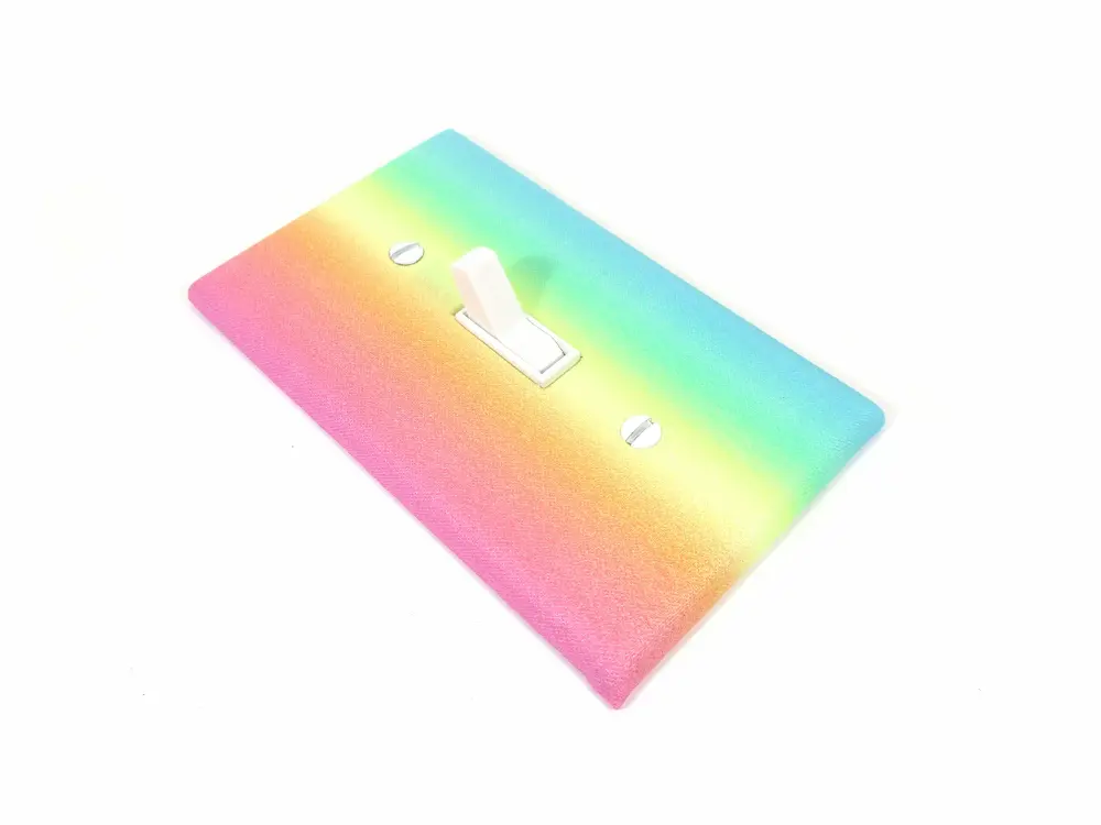 Pastel Rainbow Light Switch Cover Plate Girls Nursery Decor (Single Standard Toggle)