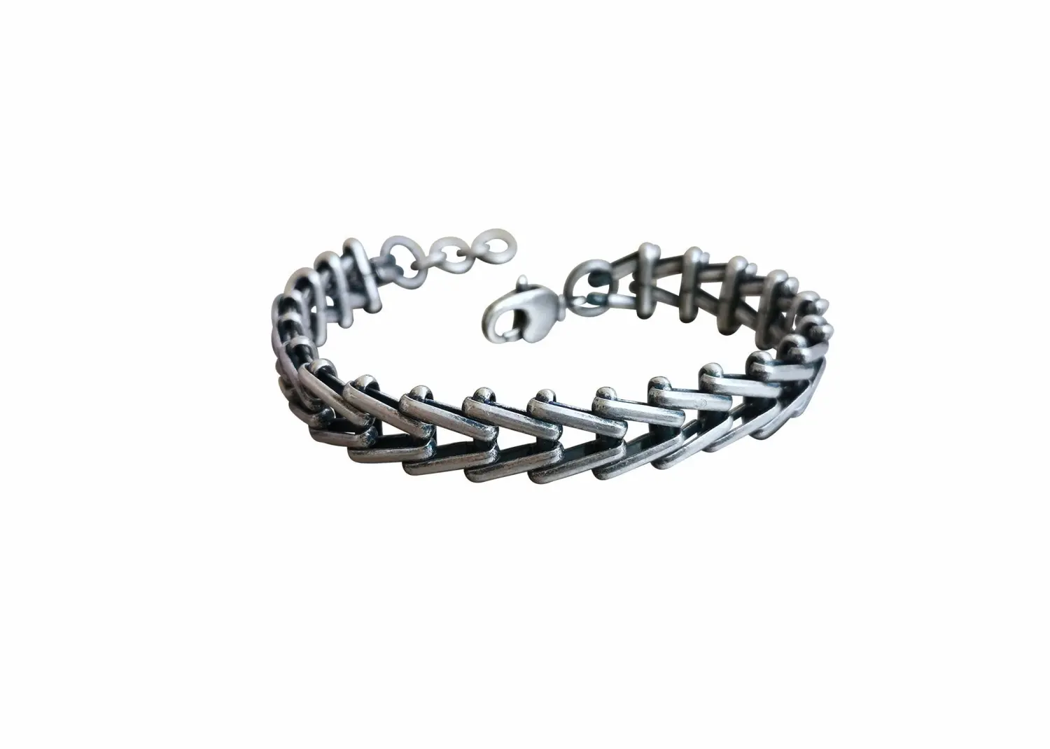 Men's 925 Silver Plated V Link Bracelet (for wrist size approx 7.5")