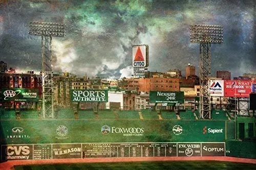 Boston Red Sox Poster, Fenway Park Green Monster, Red Sox Art