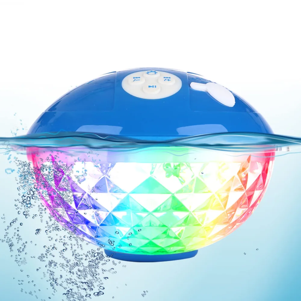 Bluetooth Pool Speaker Floatable,IPX7 Waterproof Portable Wireless Shower Speaker with Colorful Lights, Built-in Mic Hot Tub Speaker with Loud Stereo Sound for Pool Beach Home Party Travel Outdoors