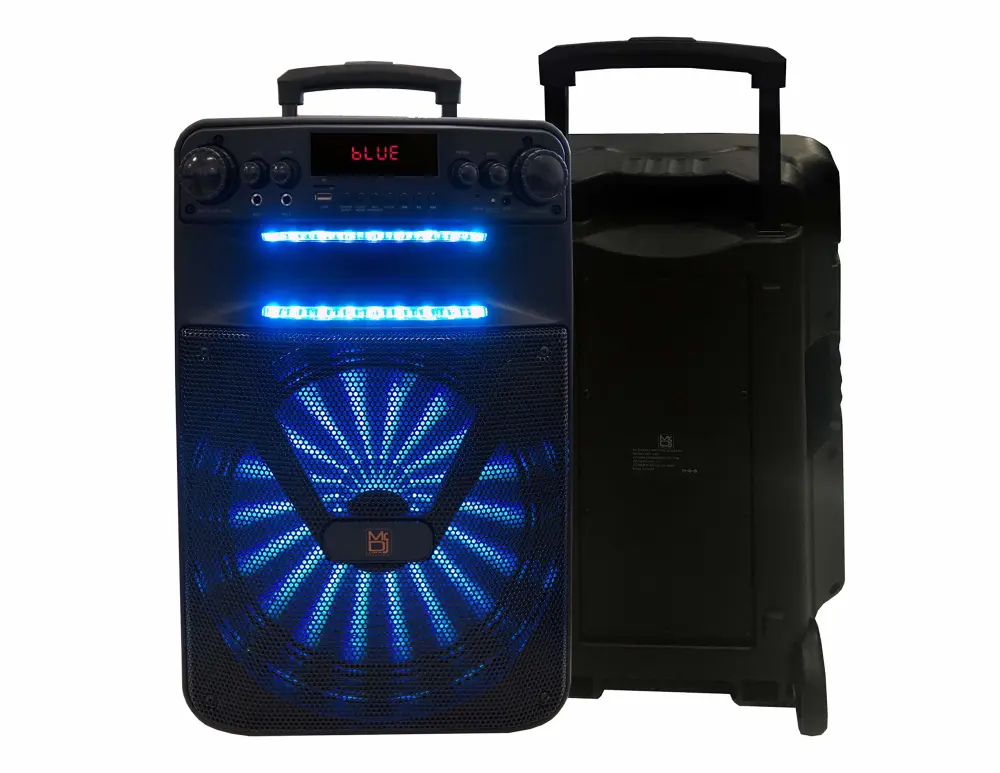 Mr. Dj ACE 15" Portable Speaker Buitl-In App Mobile, Bluetooth, FM Radio, USB/Micro SD Card, Rechargeable Battery & LED Party Light, 3500W P.M.P.O