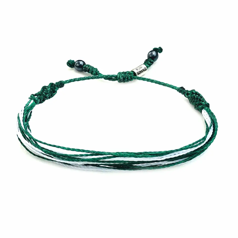 Green and White String Country Flag Bracelet for Nations Nigeria Pakistan Saudi Arabia by RUMI SUMAQ Jewelry