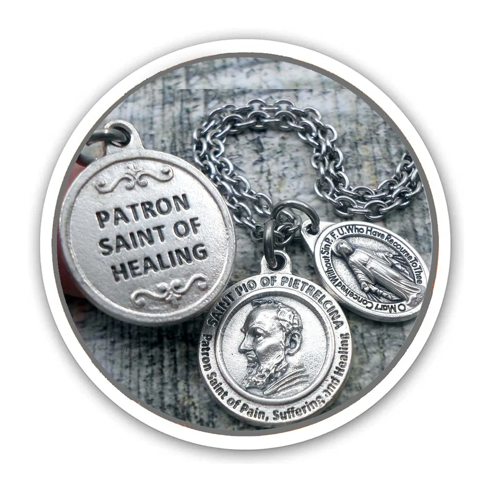 Patron Saint of Healing, St. Pio of Pietrelcina, Padre Pio, Necklace, Keychain or Clip, Get Well Catholic Jewelry, Customize with Initial or Crystal Birthstone Option, Unisex Gift