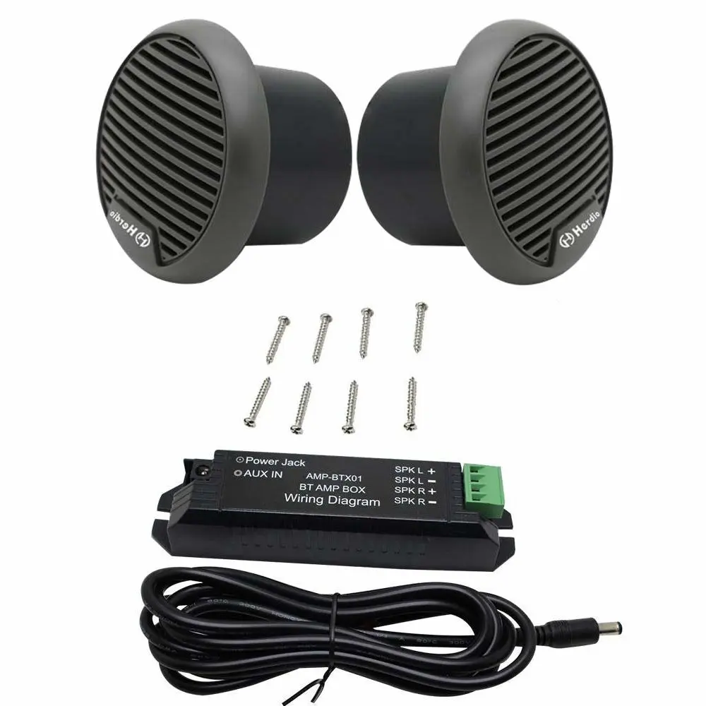 Herdio 3" inch Marine Boat Bluetooth Speakers Motorcycle Hot tub Stereo with Max Power 140 watt(A Pair) (Gray)