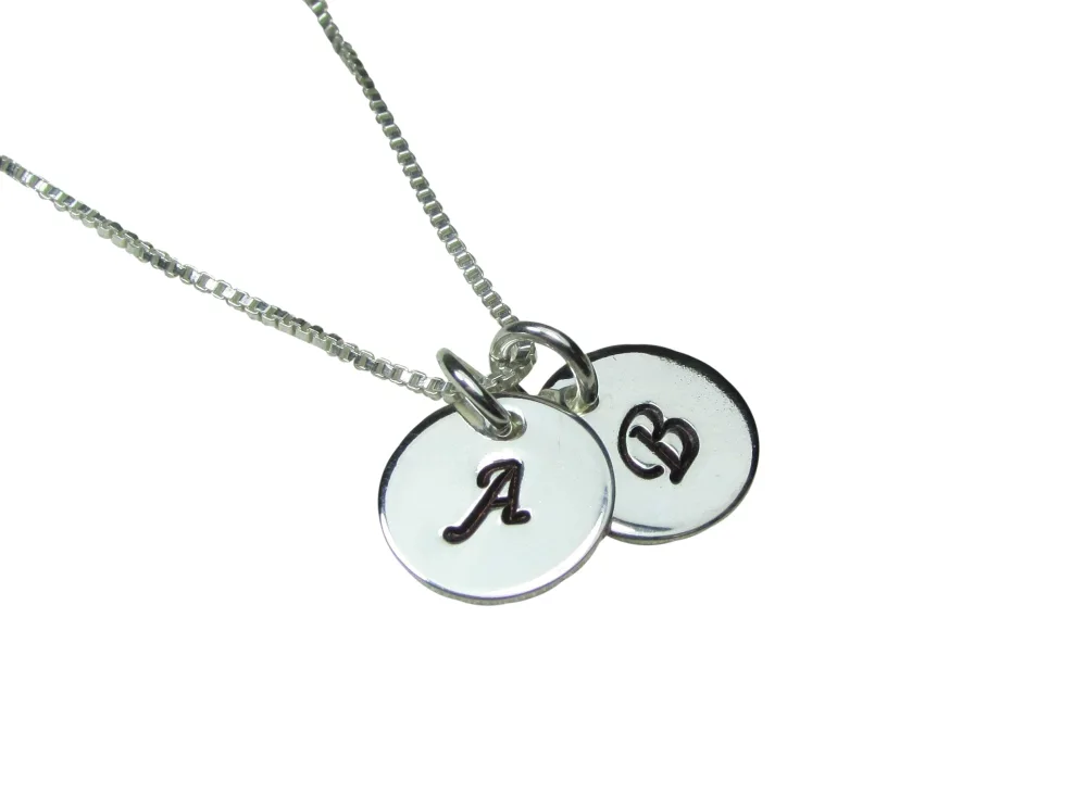 Two Initial Necklace Sterling Silver Mothers Necklace Custom Grandma Necklace Personalized Jewelry Gift for Women